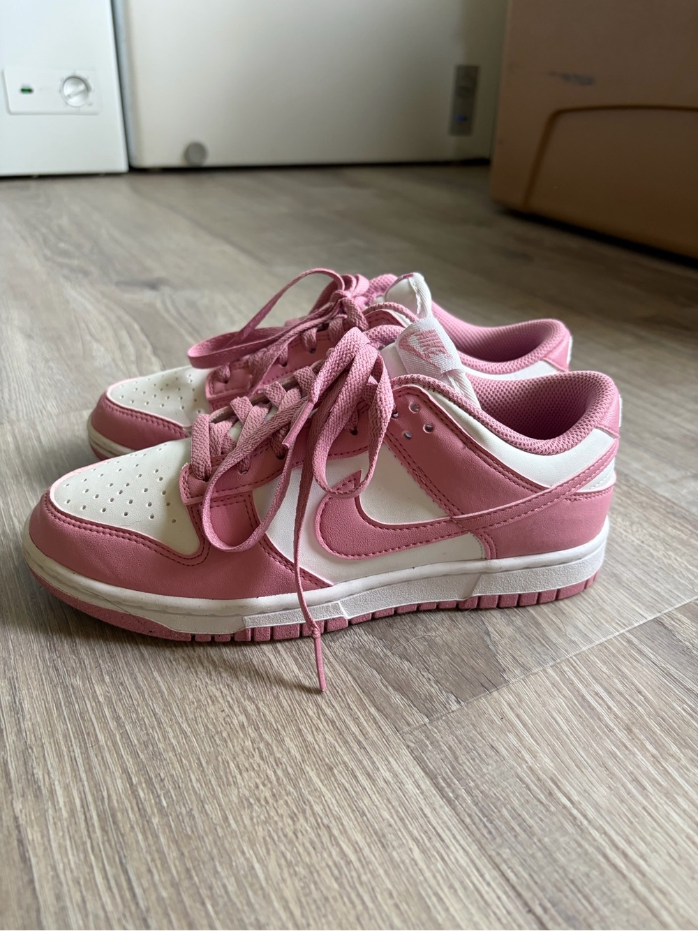 Nike Pink and White Low Dunks